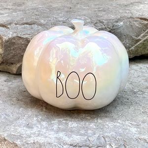 Rae Dunn BOO Iridescent Medium Pumpkin